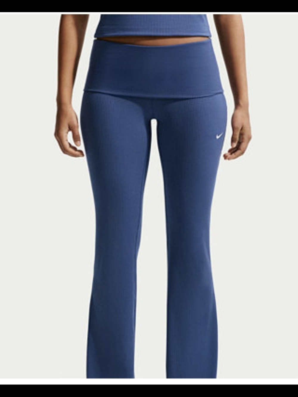 Nike Women's Ribbed High-Waist Flare Leggings - Blue